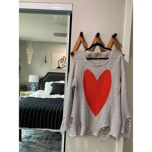 WildFox White Label Heart Knit Sweater Top SZ XS